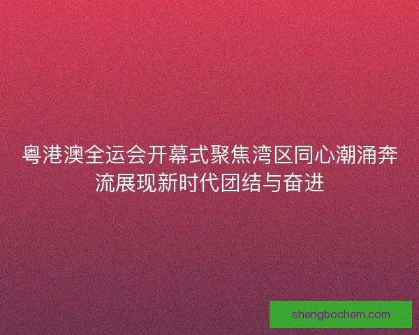 粤港澳全运会开幕式聚焦湾区同心潮涌奔流展现新时代团结与奋进