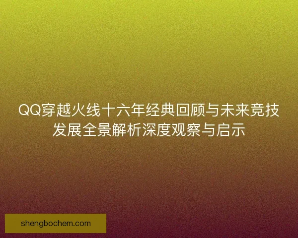 QQ穿越火线十六年经典回顾与未来竞技发展全景解析深度观察与启示
