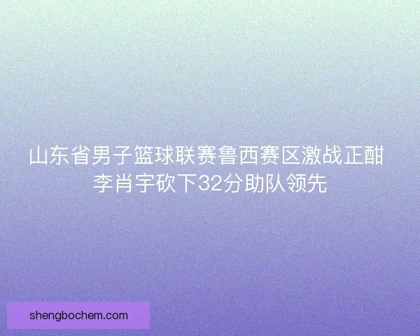 山东省男子篮球联赛鲁西赛区激战正酣 李肖宇砍下32分助队领先