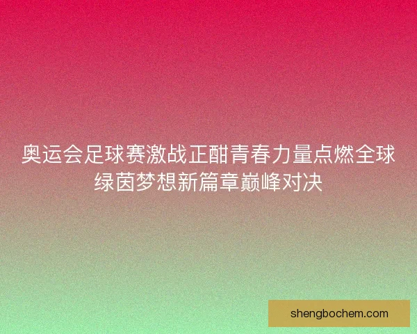 奥运会足球赛激战正酣青春力量点燃全球绿茵梦想新篇章巅峰对决