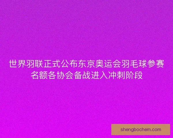 世界羽联正式公布东京奥运会羽毛球参赛名额各协会备战进入冲刺阶段